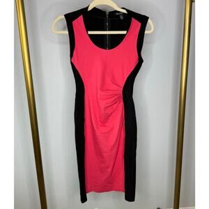 Kenneth Cole New York Women's Black/Pink Slimming Side Ruch Sleeveless Dress 4